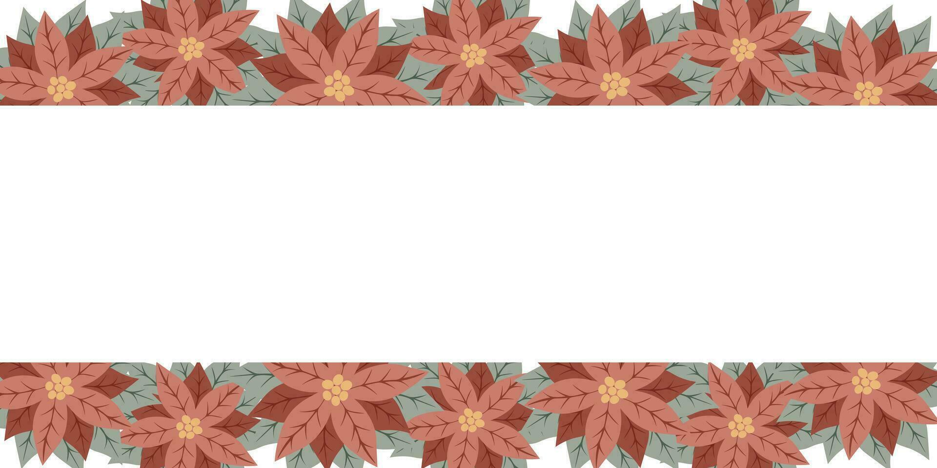 Weihnachten Hintergrund mit Weihnachtsstern Rand und Kopieren Raum zum Text. Blumen- Winter Dekoration vektor