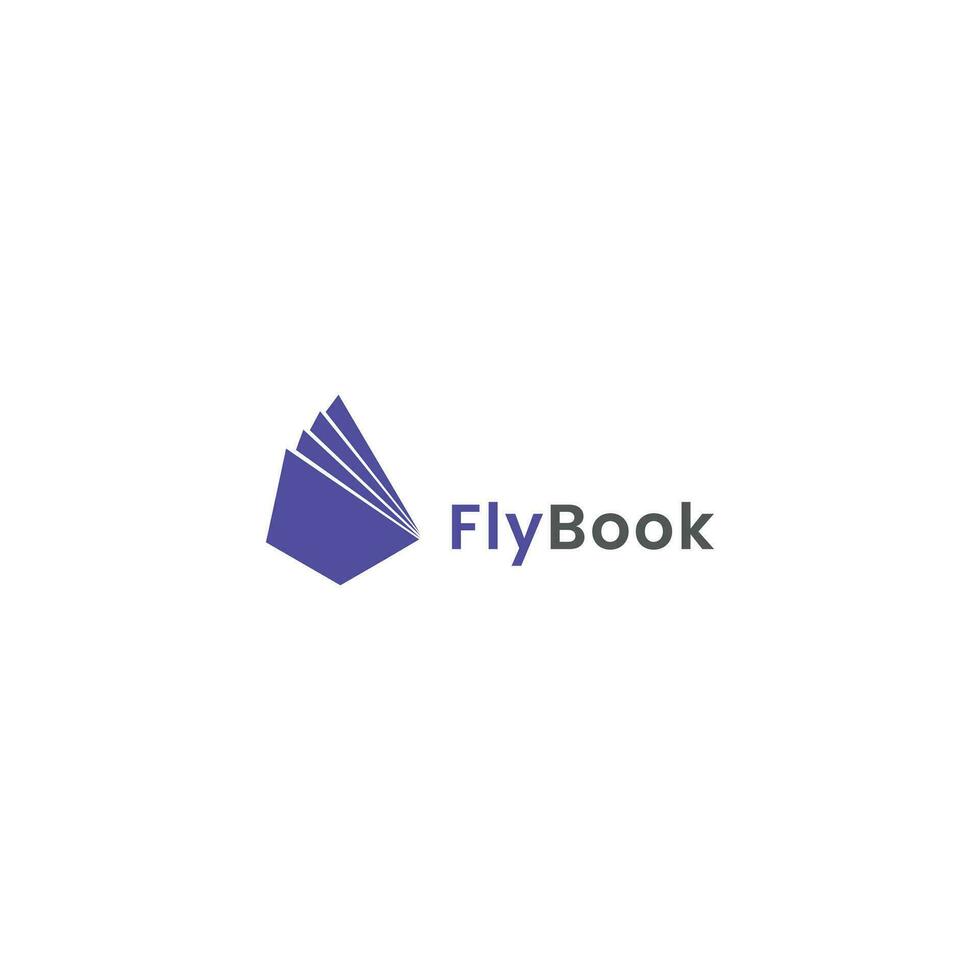 flyga bok logotyp design på isolerat bakgrund vektor