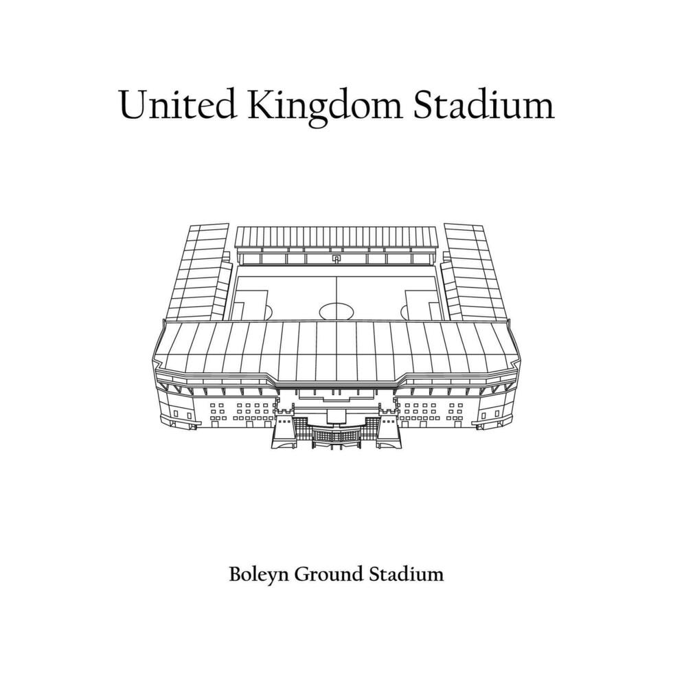 Grafik Design von das boleyn Boden Stadion, London Stadt, Westen Schinken vereinigt Zuhause Team. vereinigt Königreich International Fußball Stadion. Premier Liga vektor