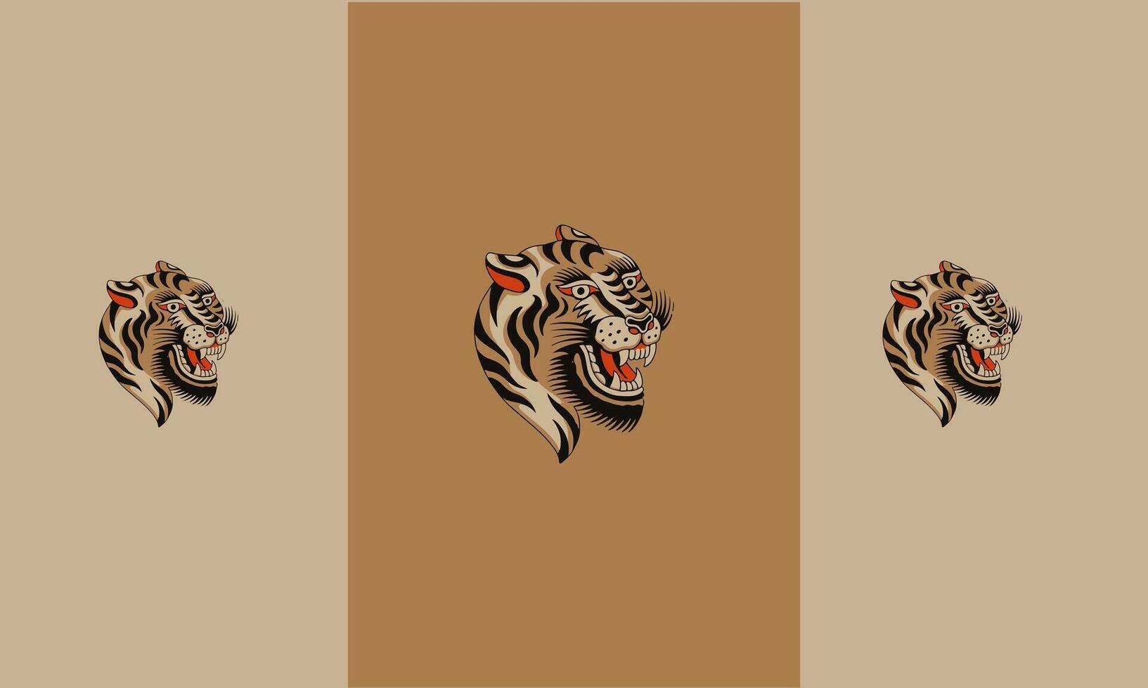 Kopf Tiger und Schlange Vektor eben Design