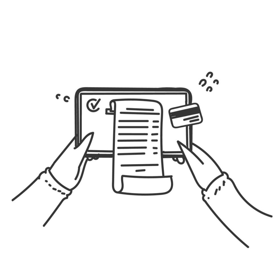 hand dragen klotter faktura företag digital form på enhet skärm vektor