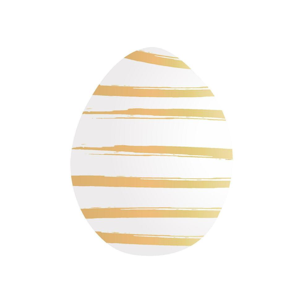 ägg för påsk guld randig. vit ägg med en grunge guld mönster för ett inbjudan kort eller vykort eller baner. vektor