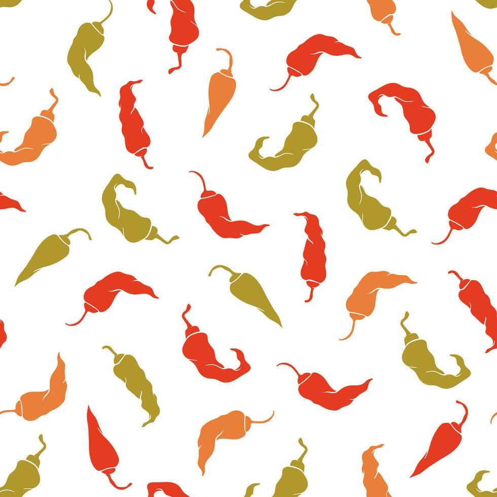 chili peppar sömlös mönster, ljus krydda mönster för kök eller tyg vektor