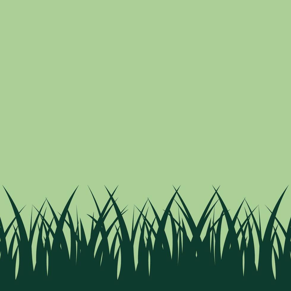 Hintergrund von Silhouetten von Grün Gras im ein eben Stil. vektor