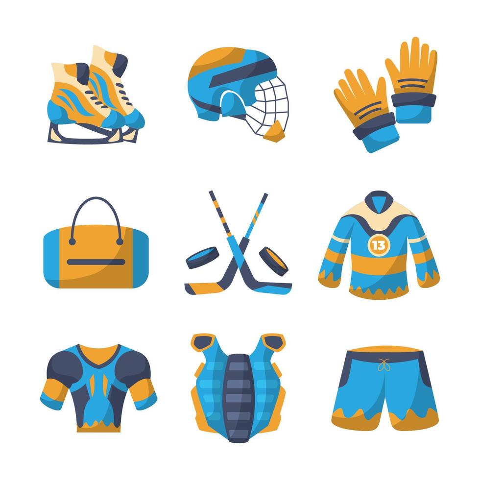 Hockey-Ausrüstung-Icon-Set vektor