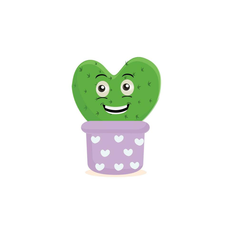 tecknad serie söt kaktus maskot, inlagd kaktus tecken set, rolig kaktusar i blomma pott med annorlunda känslor vektor illustrationer på en vit bakgrund