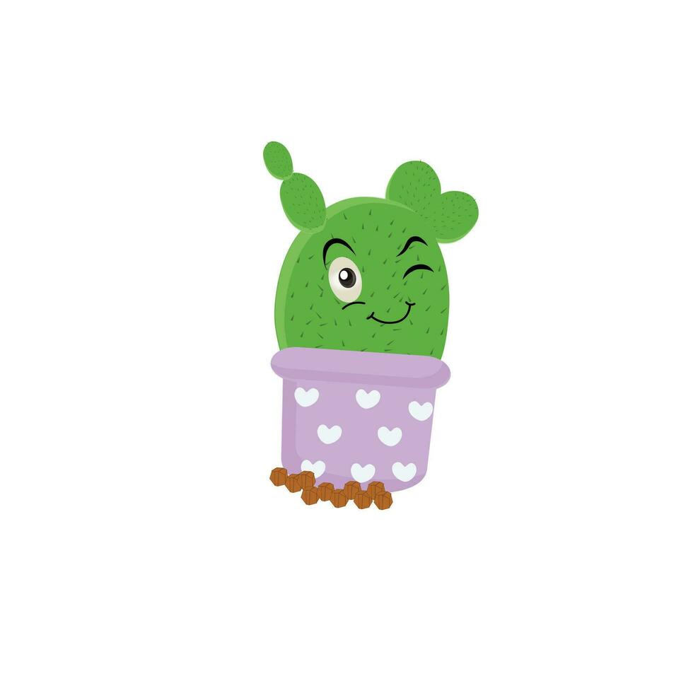 kaktus karaktär. vektor illustration. vektor Färg klistermärke för tonåring med rolig tecknad serie karaktär. hand dragen illustration med Häftigt leende kaktus i serier stil