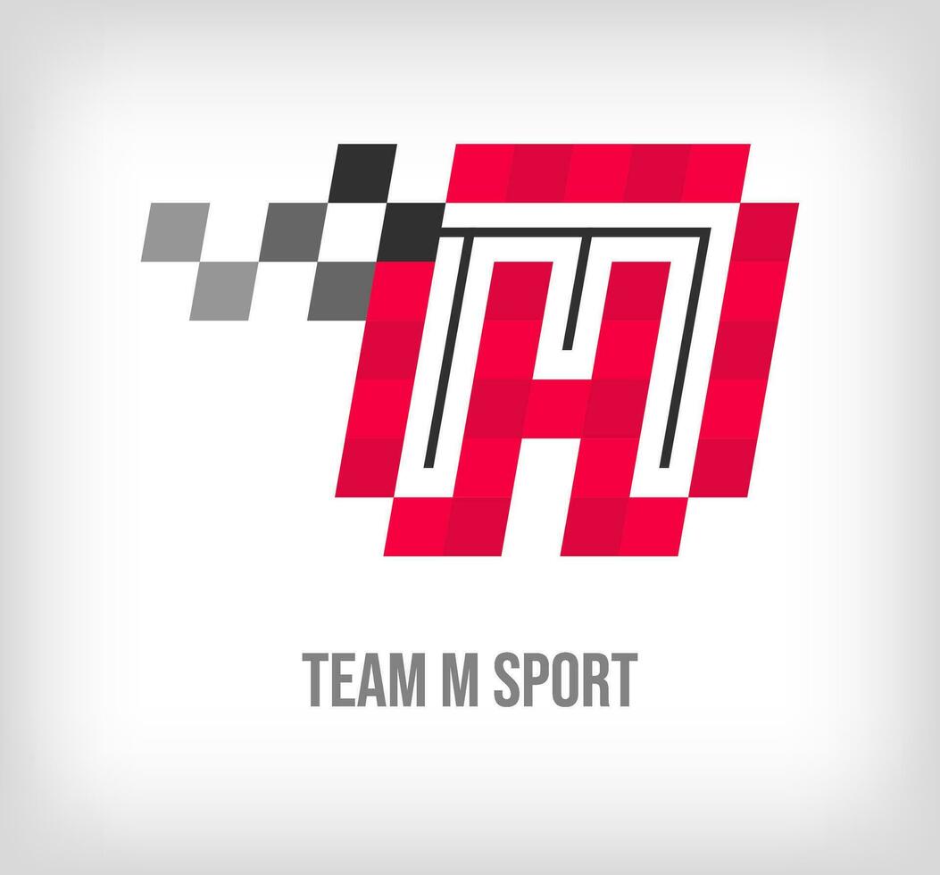 kreativ m Brief Rennen und Sport Logo. modern Pixel mit Neu Kultur Farben. Schriftart Alphabet Vorlage. kreativ Wettbewerb geometrisch. Vektor