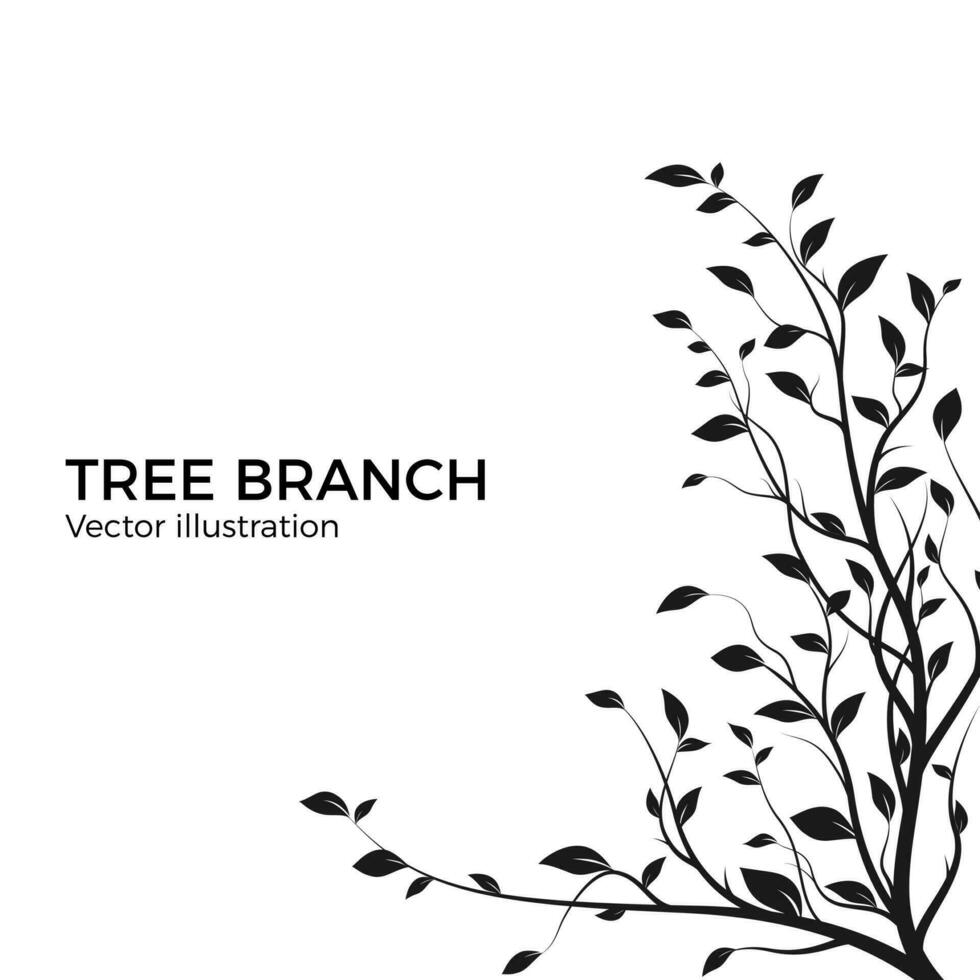 Silhouette Baum Ast mit ein Menge von Blätter. Busch Silhouette isoliert auf Weiß Hintergrund. Dekoration Design Element. Vektor Illustration