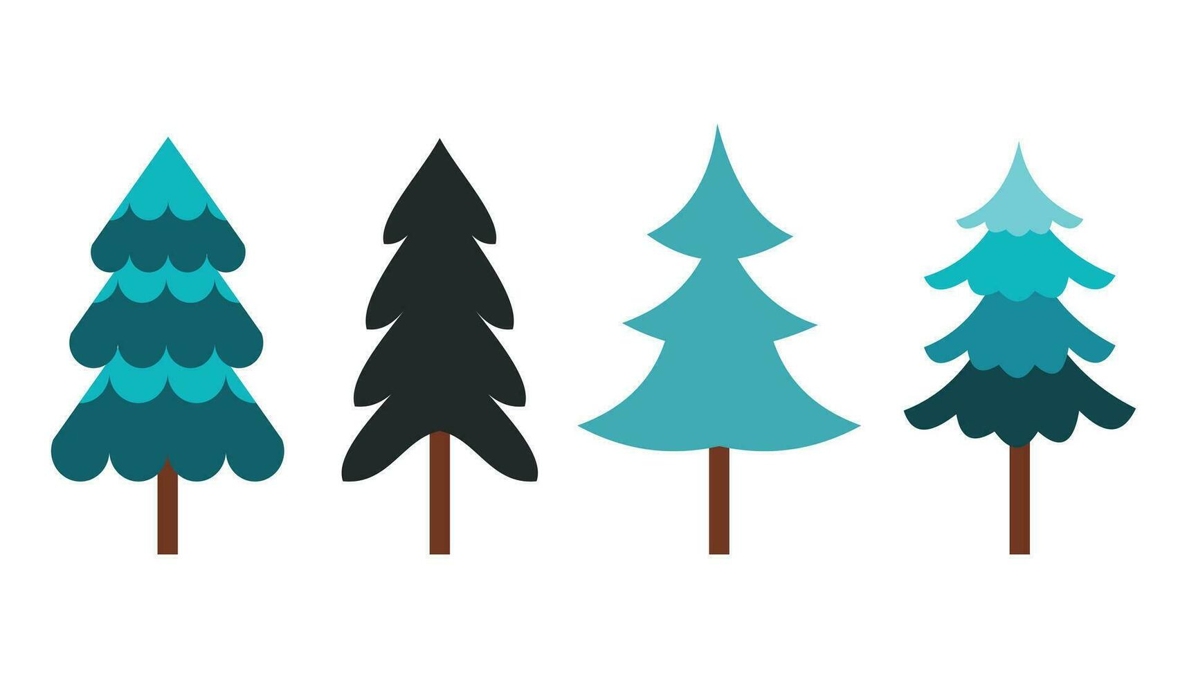 Weihnachten Kiefer Bäume Symbol Vektor Illustration. Tanne Baum Symbole Satz. eben Illustration von Tanne Baum Vektor Symbole zum Netz Design. Element von Winter, schneebedeckt, und Weihnachten