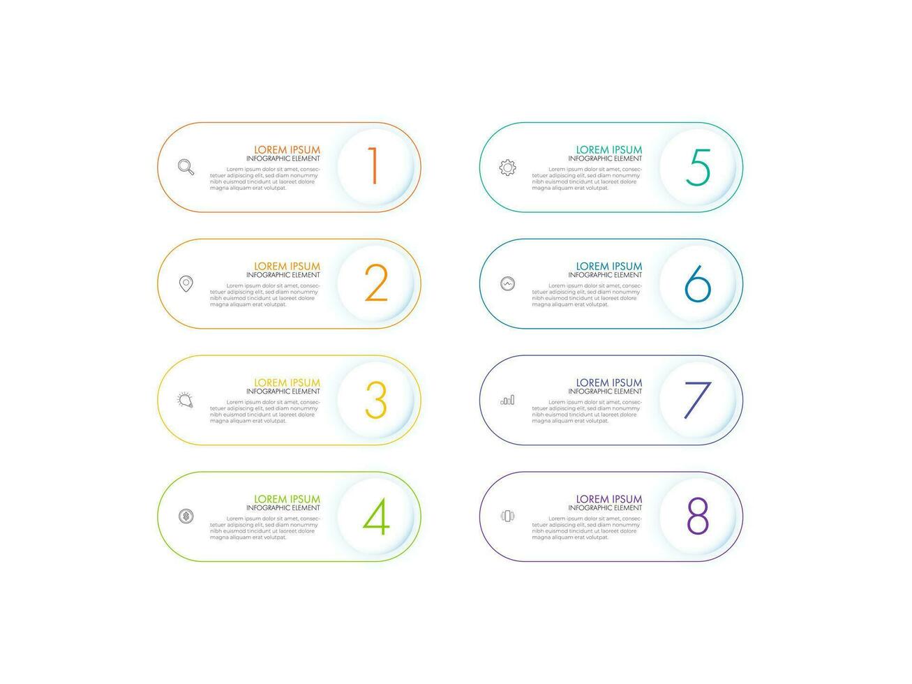 modern infographic affärsdesign med 8 alternativ koncept, delar, steg eller processer kan användas för arbetsflöde layout, diagram, antal alternativ, webbdesign. infografiskt element. vektor