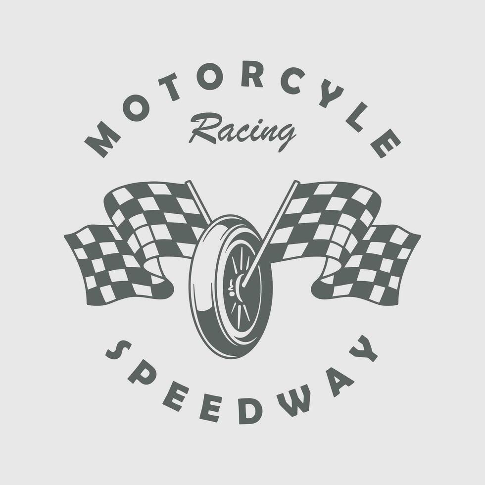 motorcykel tävlings bricka logotyp design vektor