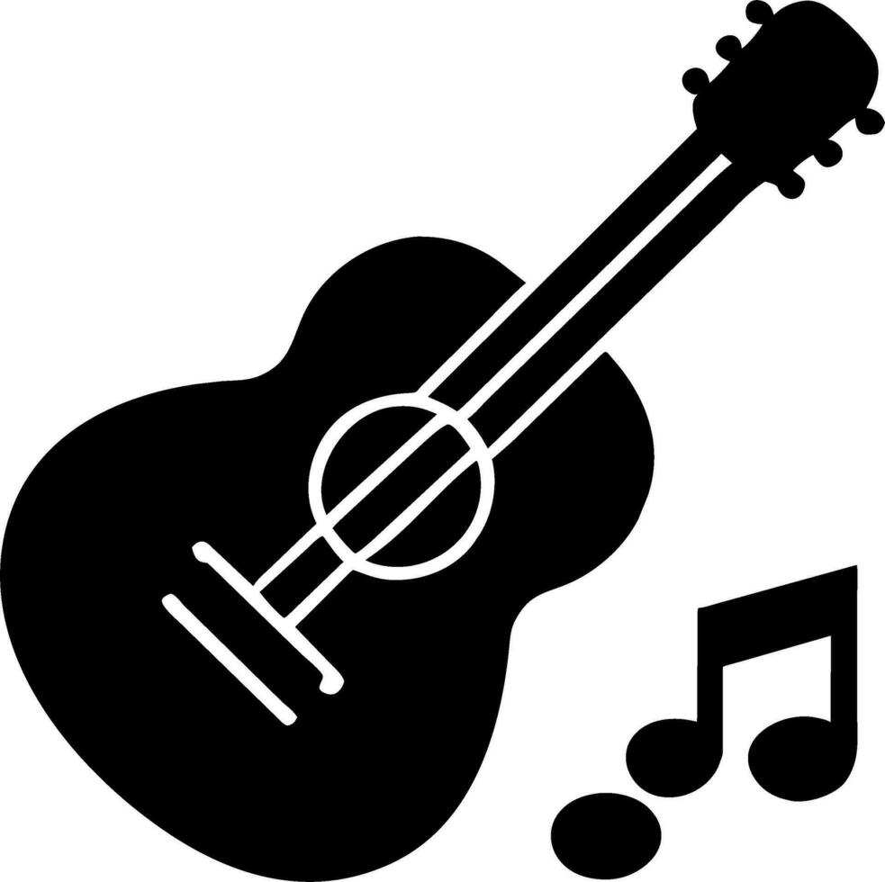 en gitarr och musikalisk anteckningar ikon vektor