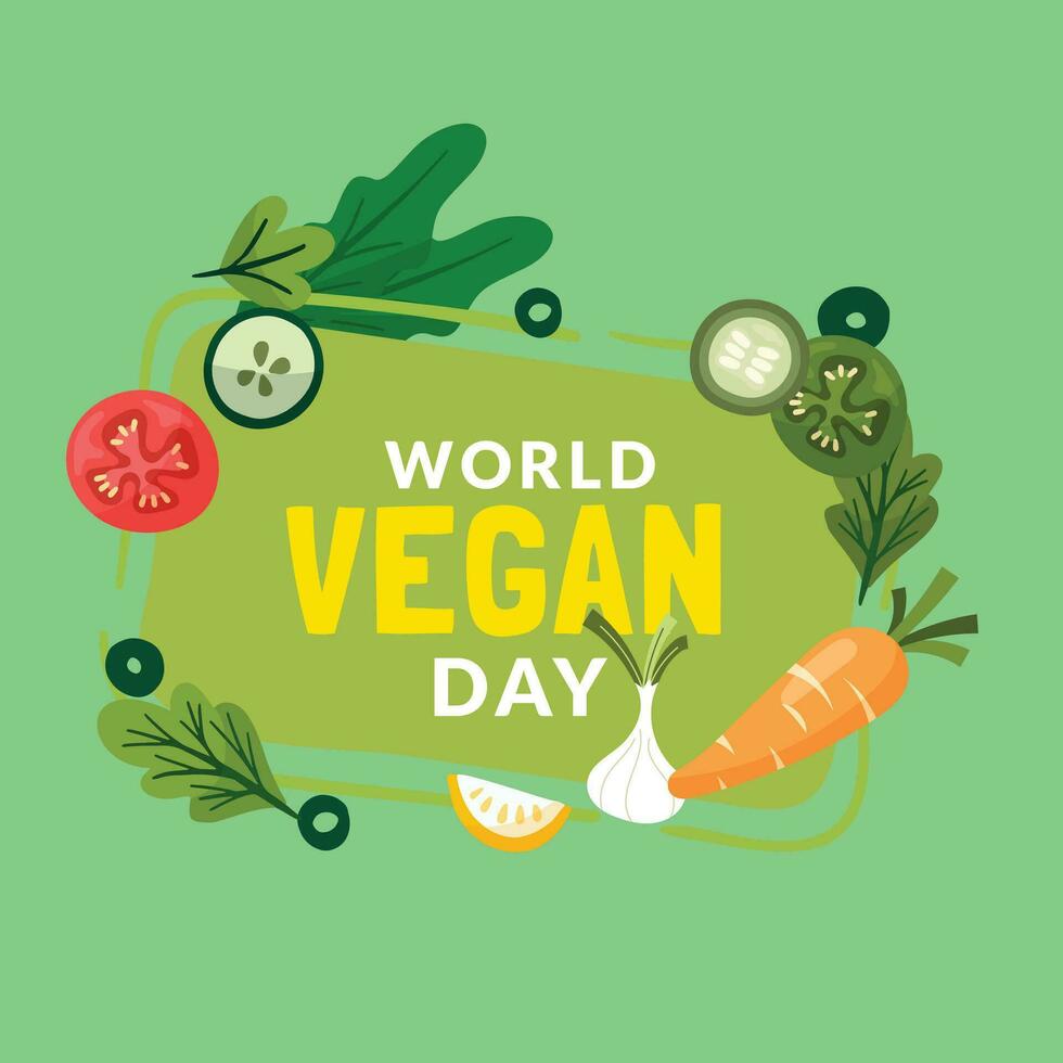 värld vegan dag vektor illustration. lämplig för hälsning kort,
