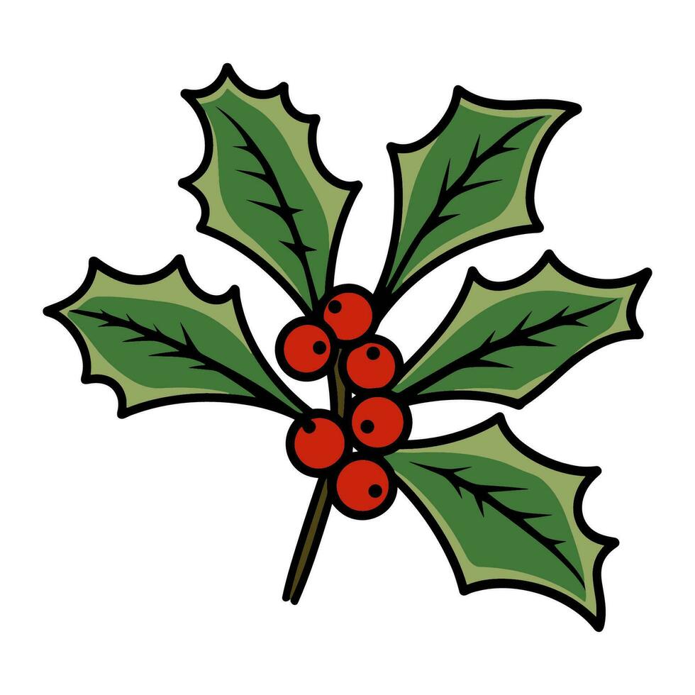 ein Stechpalme Vektor isoliert auf ein Weiß Hintergrund, Weihnachten Stechpalme Clip Art Illustration