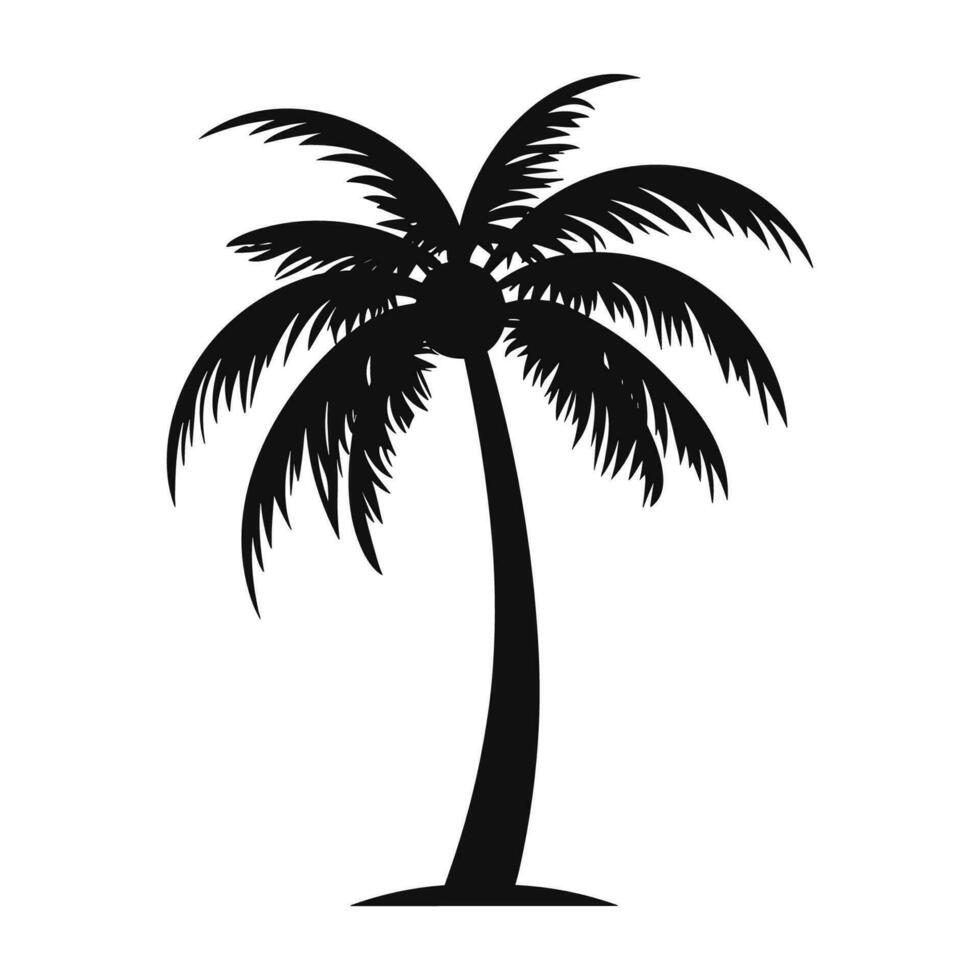 en handflatan träd vektor silhuett isolerat på en vit bakgrund, tropisk handflatan träd svart ClipArt