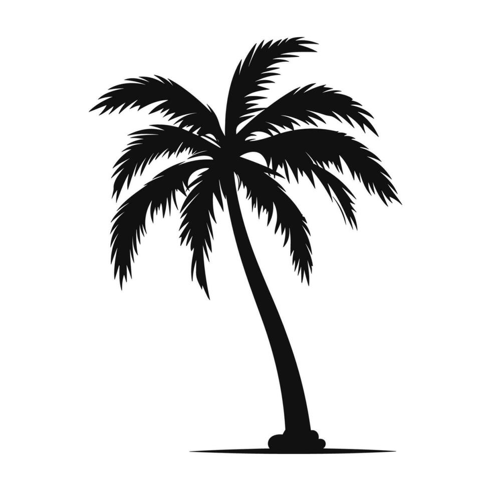 en handflatan träd vektor silhuett isolerat på en vit bakgrund, tropisk handflatan träd svart ClipArt