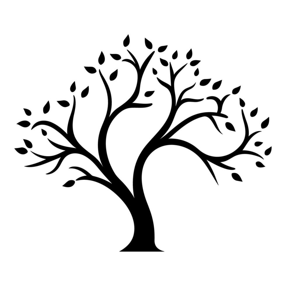 ein Ast Baum Vektor schwarz Silhouette Clip Art isoliert auf ein Weiß Hintergrund