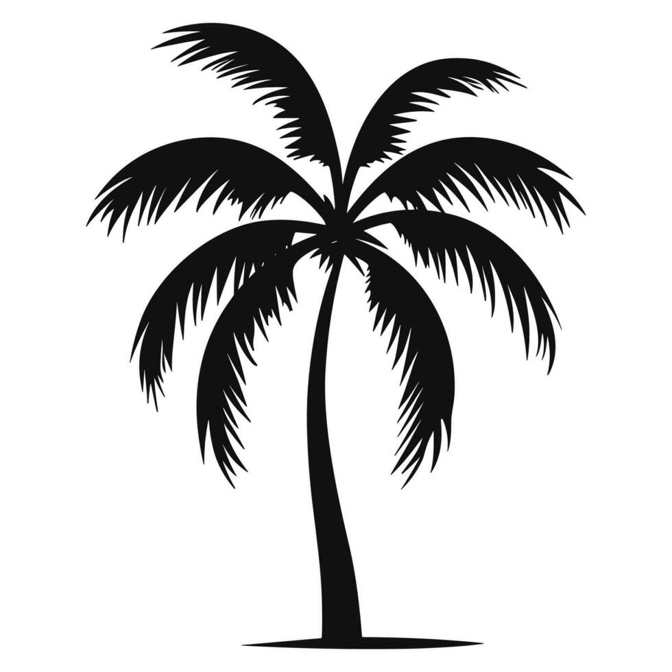 en tropisk handflatan träd vektor silhuett isolerat på en vit bakgrund fri