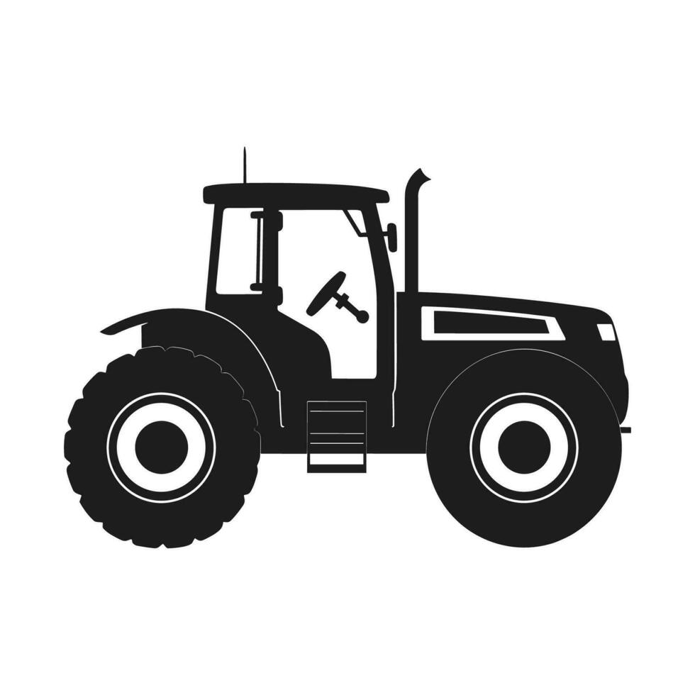 en traktor vektor svart ClipArt isolerat på en vit bakgrund, en bruka traktor silhuett