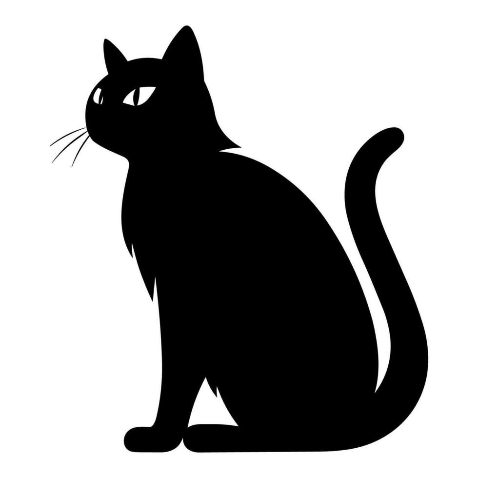en silhuett av en svart katt, skrämmande katt vektor isolerat på en vit bakgrund