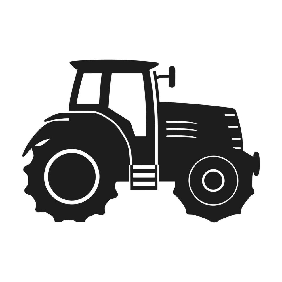 en traktor vektor svart ClipArt isolerat på en vit bakgrund, en bruka traktor silhuett