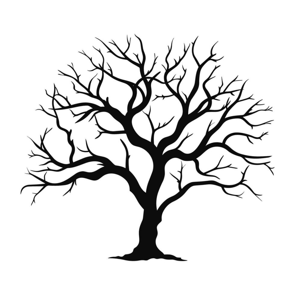 unheimlich tot Baum schwarz Silhouette isoliert auf ein Weiß Hintergrund vektor