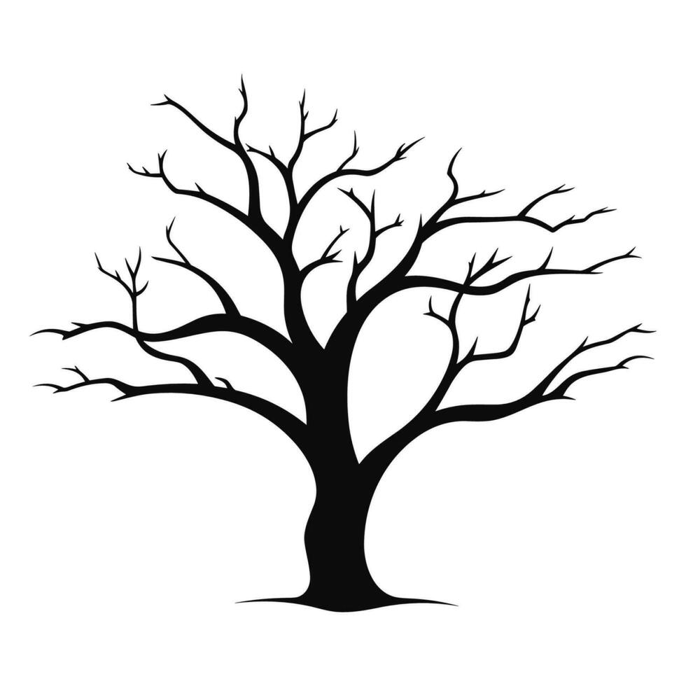 skrämmande död- träd svart silhuett isolerat på en vit bakgrund vektor