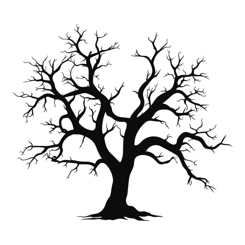 skrämmande död- träd svart silhuett isolerat på en vit bakgrund vektor