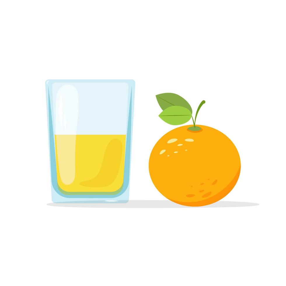 Glas frischer Saft und eine Orange. Vektorillustration im flachen Stil vektor