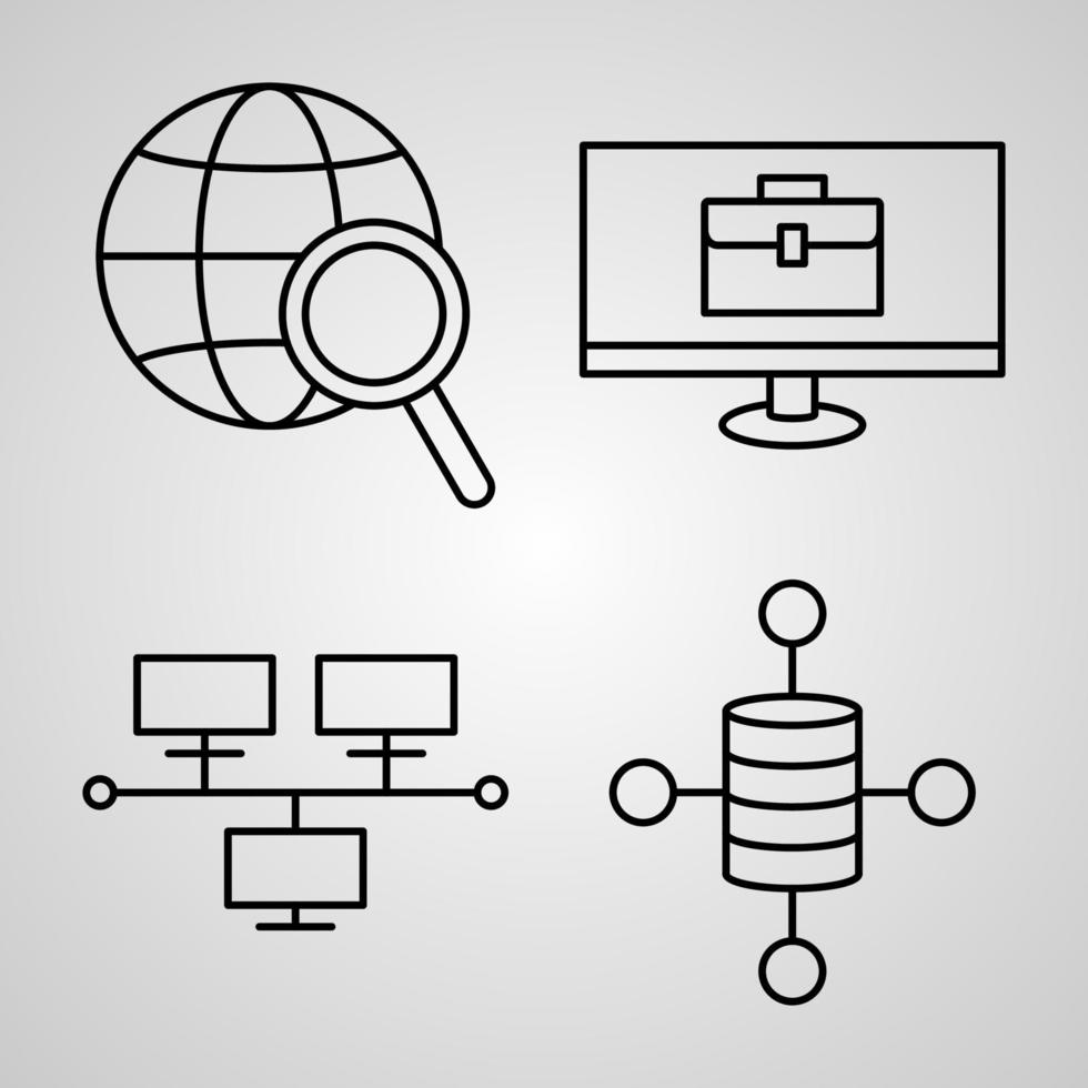 digital ekonomi linje ikonuppsättning samling av vektorsymbol i trendig konturstil vektor