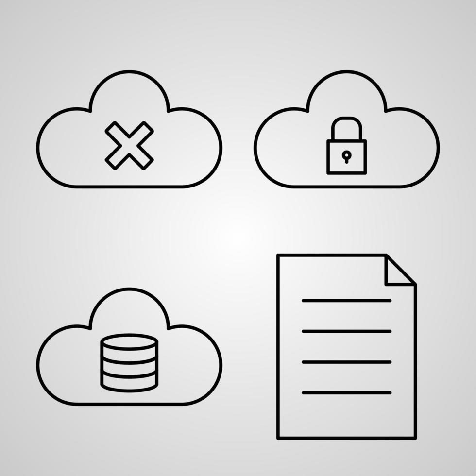 uppsättning moln computing ikoner vektor illustration isolerad på vit bakgrund