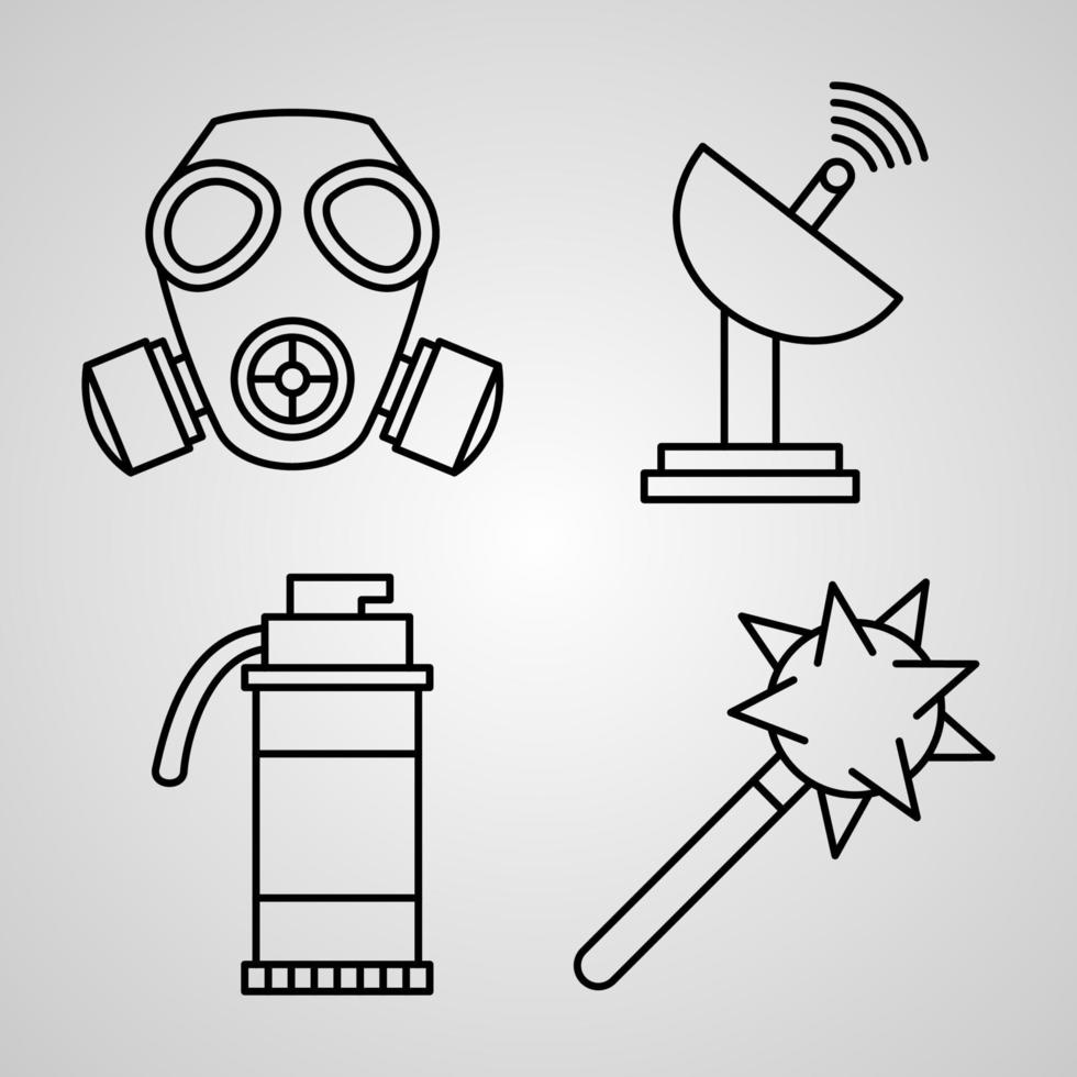 samling av vapensymboler i konturstil vektor