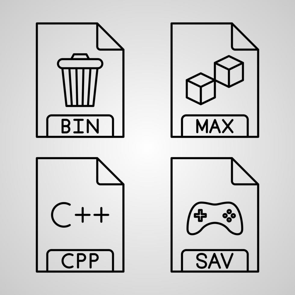 Dateiformat Icon Sammlung weißer Farbhintergrund vektor