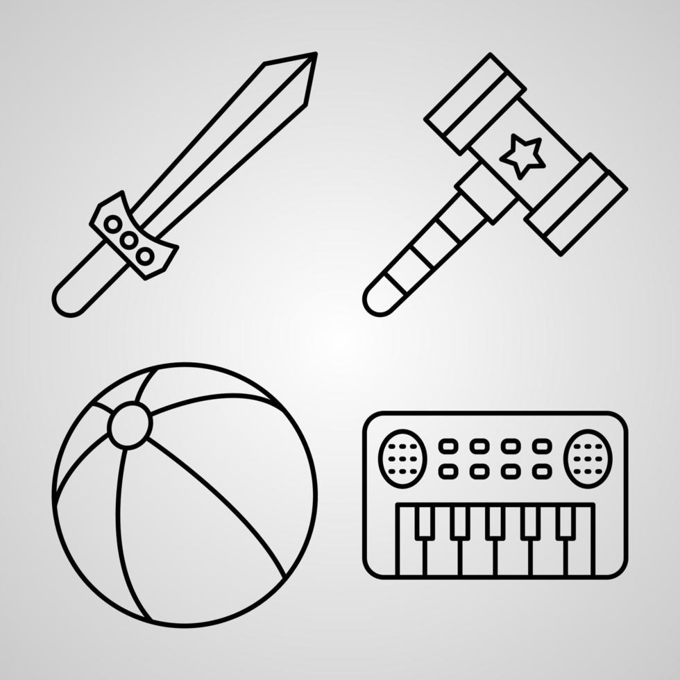 Satz von Spielzeugladen-Symbolen-Vektor-Illustration isoliert auf weißem Hintergrund vektor