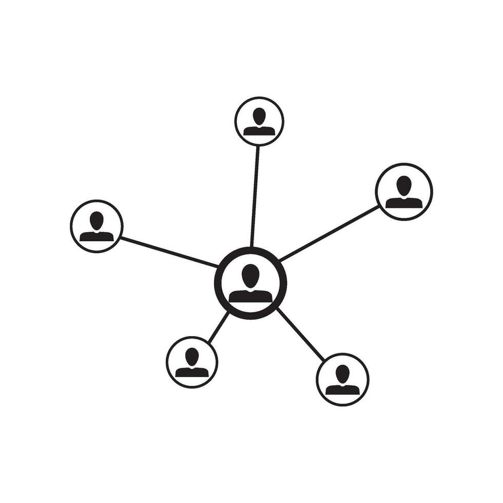 Sozial Vernetzung zum Job Kommunikation. Vektor Netzwerk Menschen, Sozial Verbindung Internet, Mannschaft und Zusammenarbeit Strategie Zusammengehörigkeit Illustration