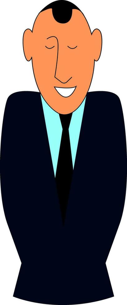 en man i svartfärgad täcka kostym bär en svart slips vektor eller Färg illustration
