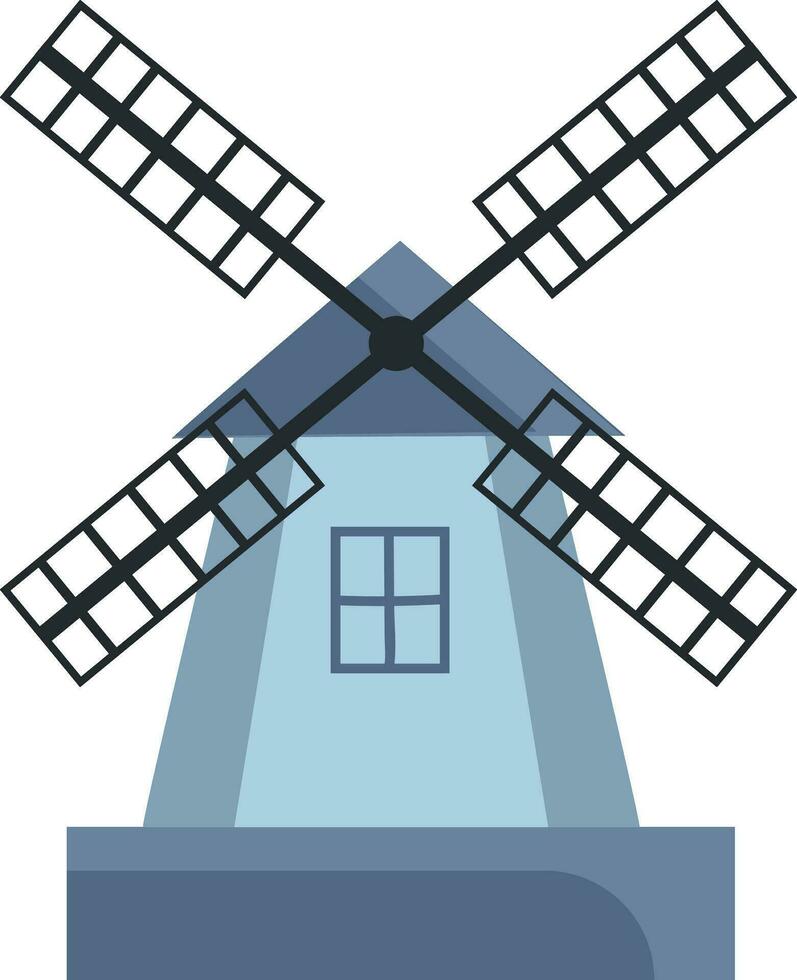 Blau farbig Karikatur Windmil mit Fenster Vektor oder Farbe Illustration