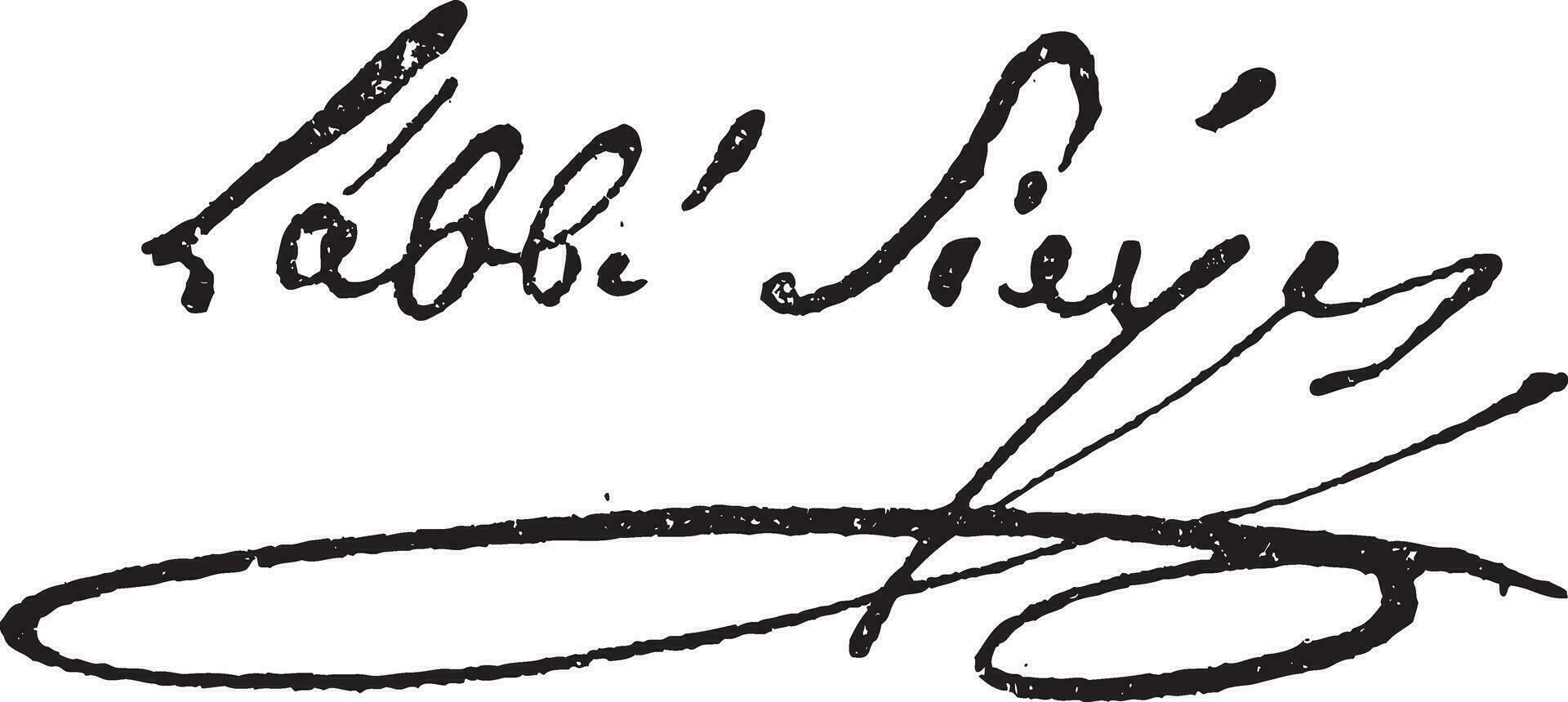 Unterschrift von Emmanuel Joseph sieyes oder Abb sieyes 1748-1836, Jahrgang Gravur. vektor