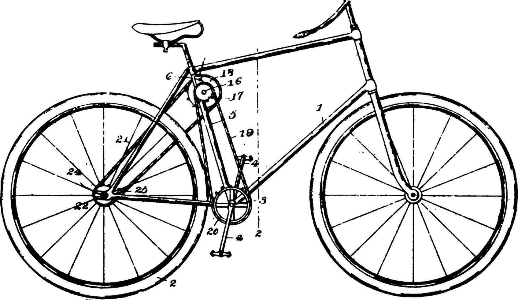 Kombination Kette Gefahren Fahrrad, Jahrgang Illustration. vektor