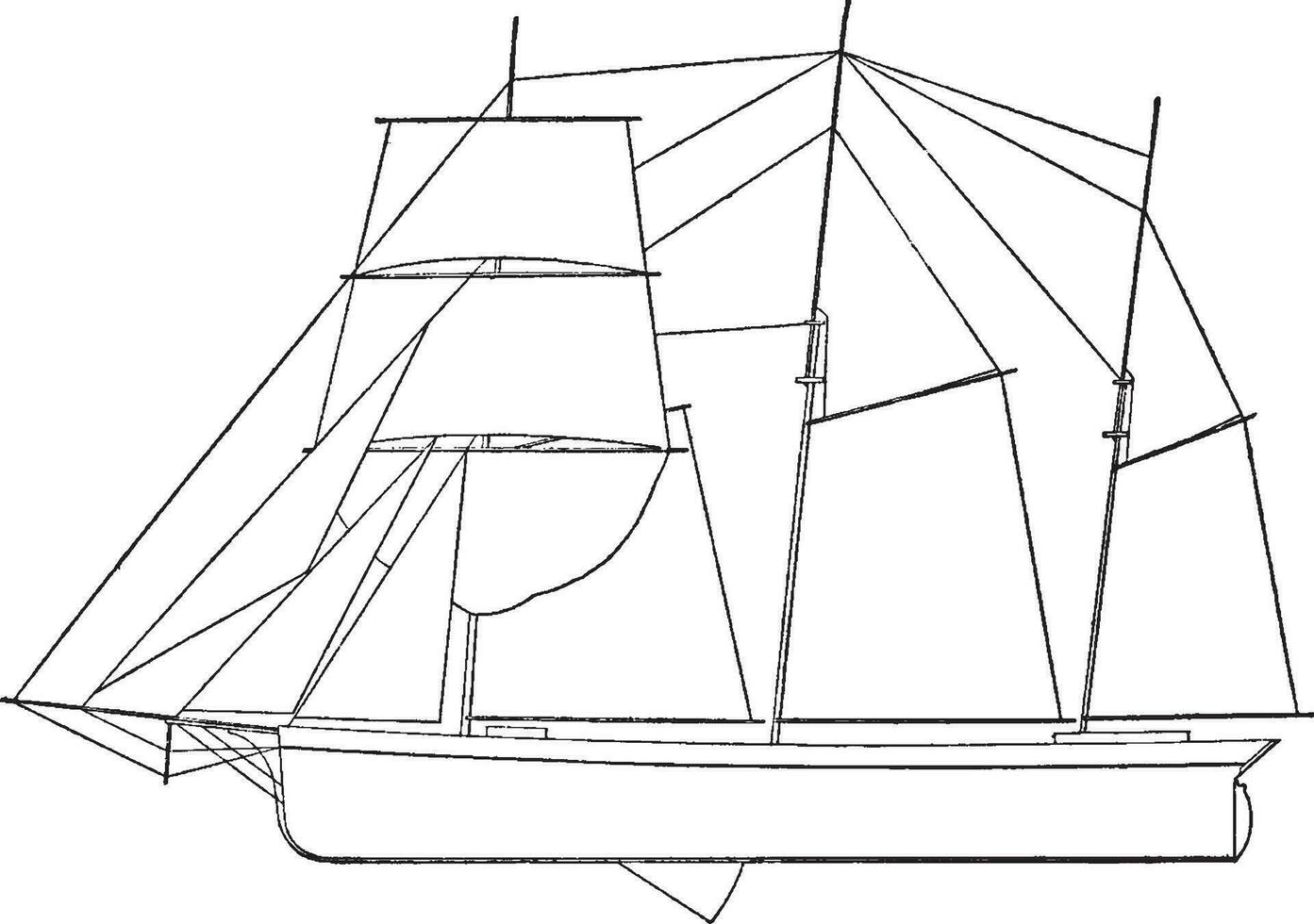 vind driven segelbåt, årgång illustration. vektor