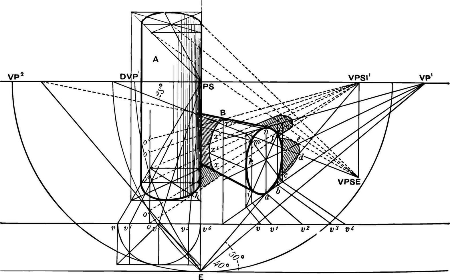 skuggor av två cylindrar årgång illustration. vektor