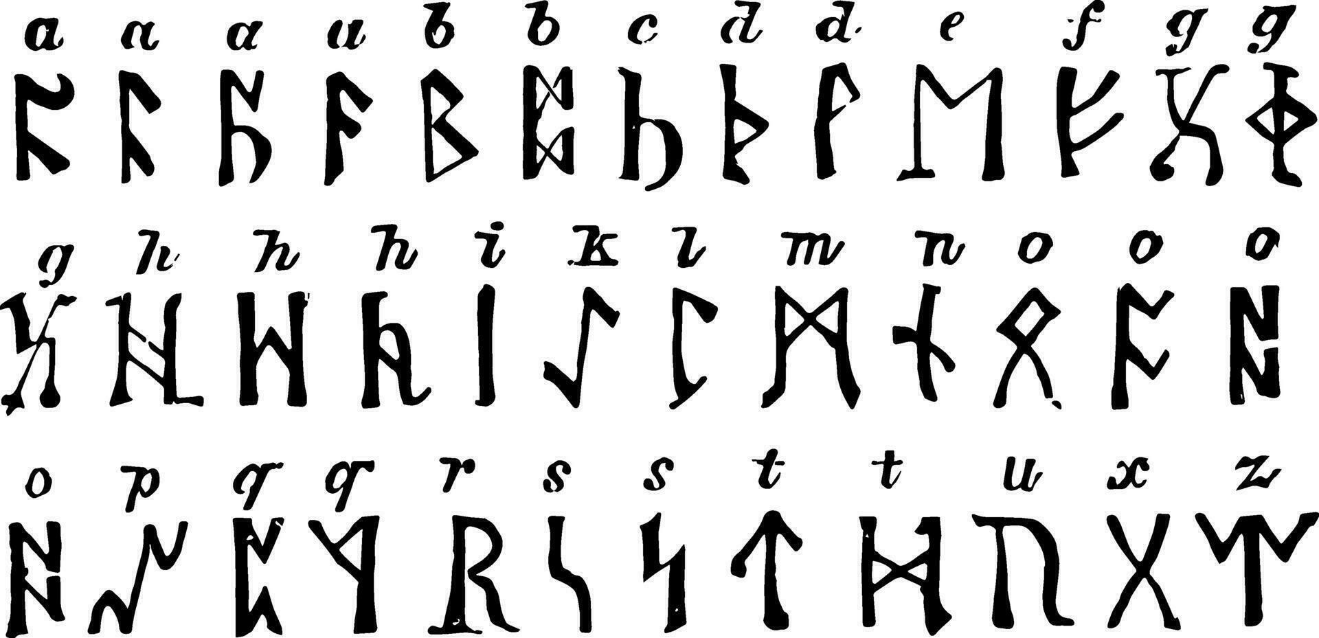 run- alfabet, årgång illustration. vektor