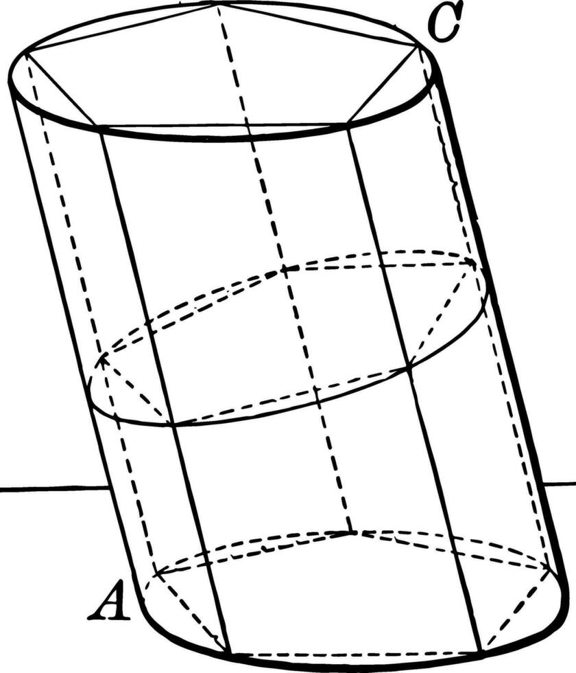 Prisma eingeschrieben in Zylinderweinleseillustration. vektor