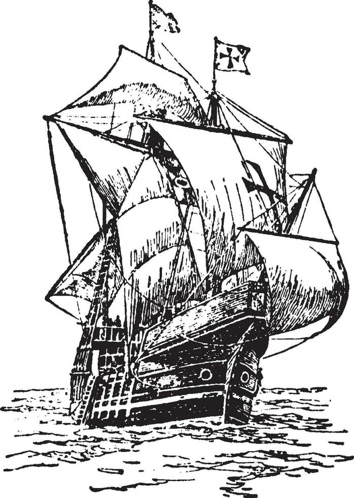 santa maria, årgång illustration. vektor