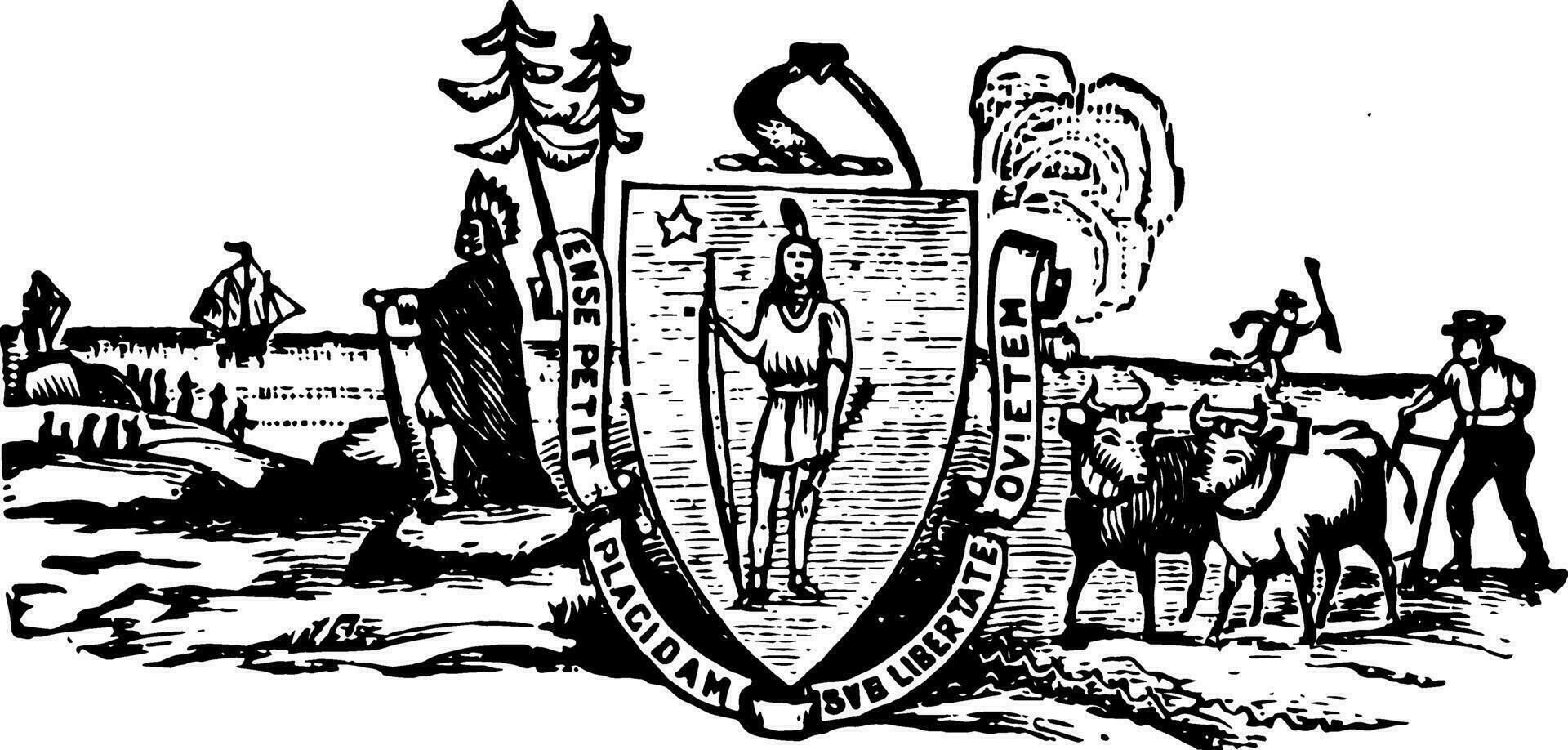 Massachusetts Siegel Jahrgang Illustration vektor