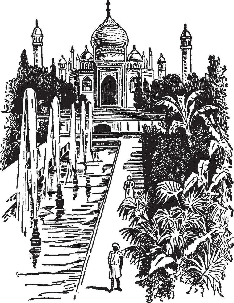 taj mahal, årgång illustration. vektor