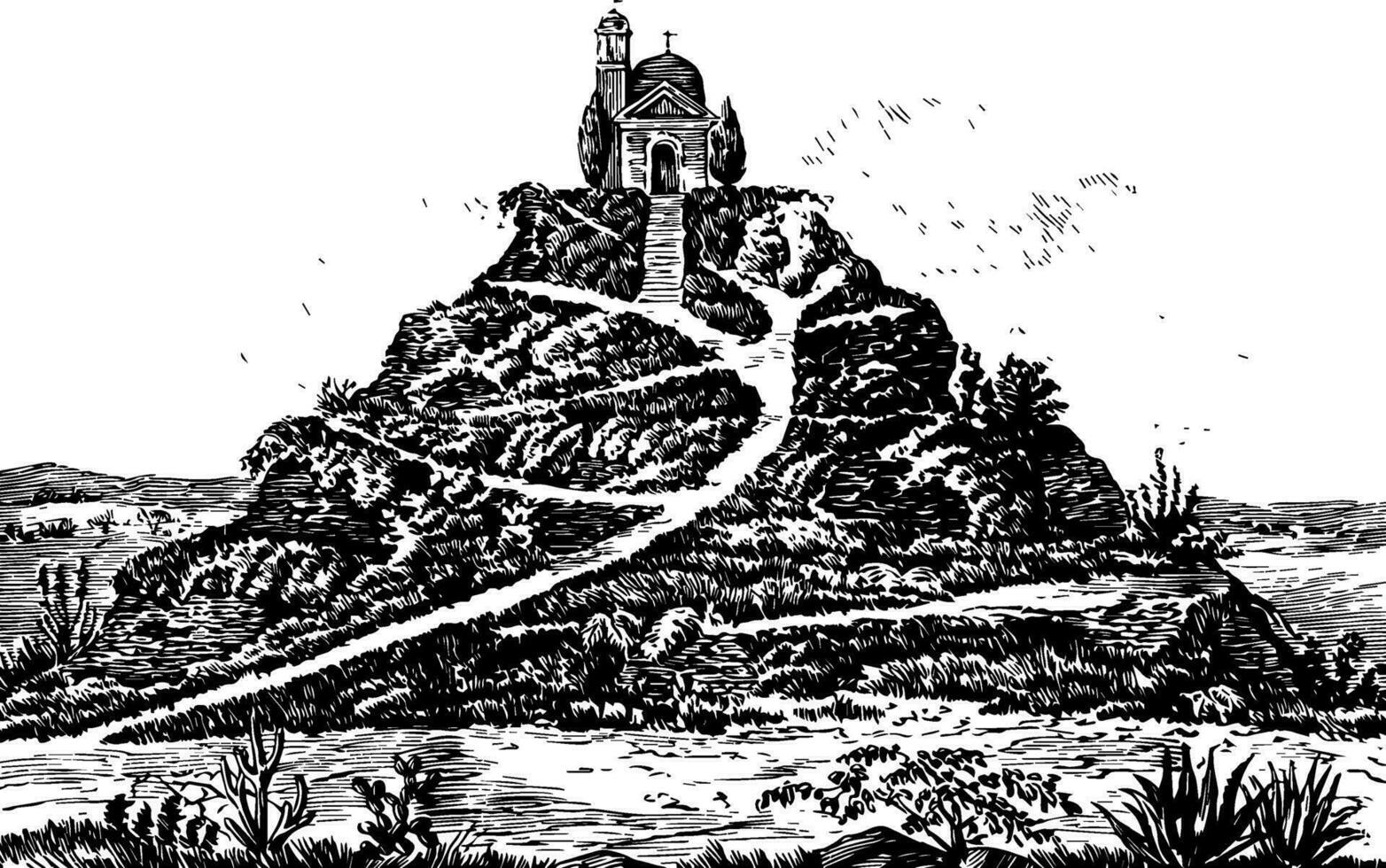 großartig Pyramide von cholula Jahrgang Illustration vektor