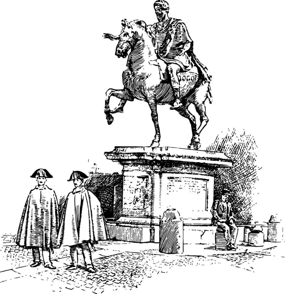 Statue von Marcus Aurelius Jahrgang Illustration. vektor