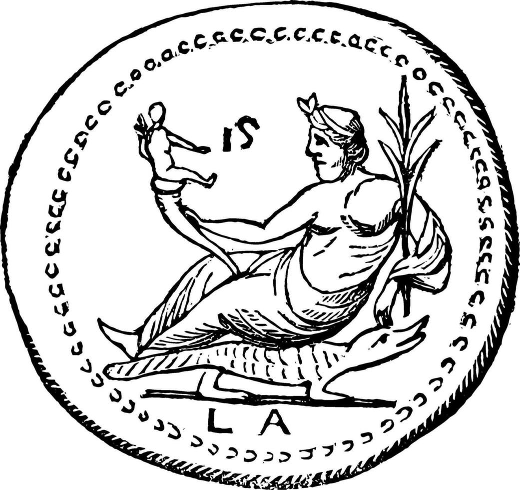 egypten mynt, årgång illustration. vektor